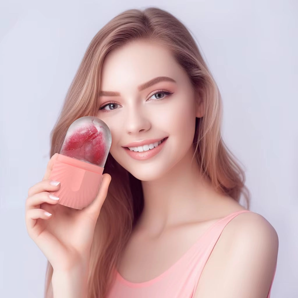 Ice Face Roller Ice Cube Beauty Massage Silicone Ice Mold for Eye Puffiness Ice Facial Roller Shrink Pores Multifunctional Mold