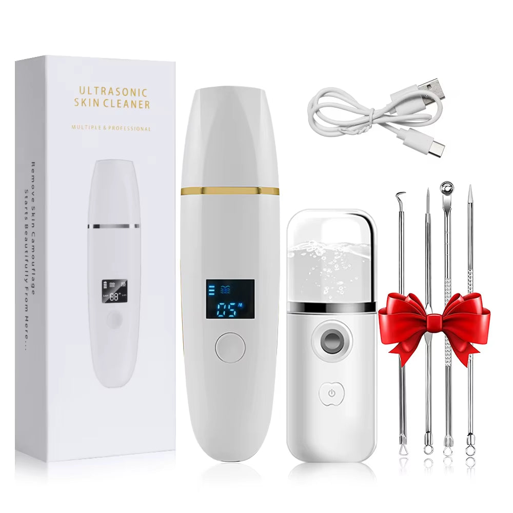 Ultrasonic Skin Scrubber Remover Blackhead Ultrasonic Peeling Facial Scrubber Shovel Face Lifting Remove Pore Acne Deep Cleaning