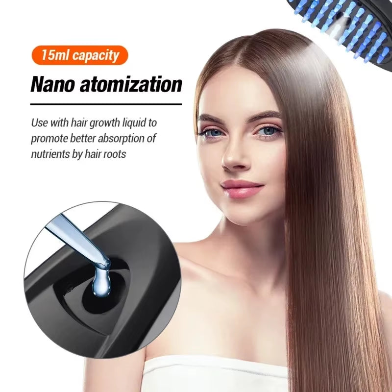 Electric Spray Massage Comb Hair Growth Vibration Head Massager Brush LED anti Hair Loss Scalp Liquid Medicine Atomizing Comb