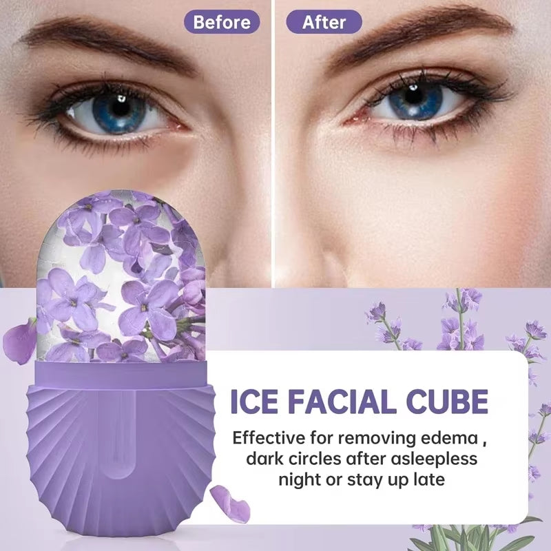 Ice Face Roller Ice Cube Beauty Massage Silicone Ice Mold for Eye Puffiness Ice Facial Roller Shrink Pores Multifunctional Mold