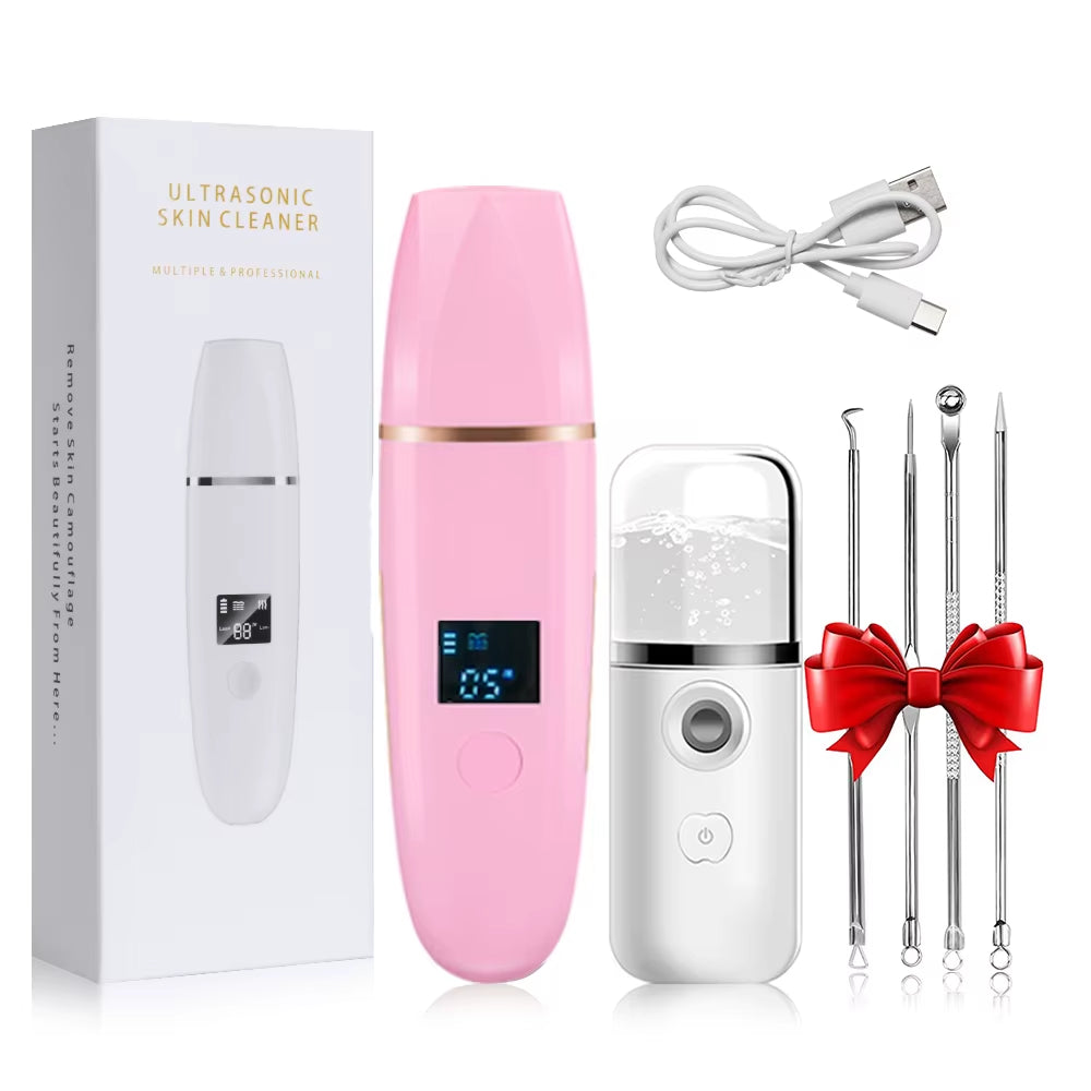 Ultrasonic Skin Scrubber Remover Blackhead Ultrasonic Peeling Facial Scrubber Shovel Face Lifting Remove Pore Acne Deep Cleaning