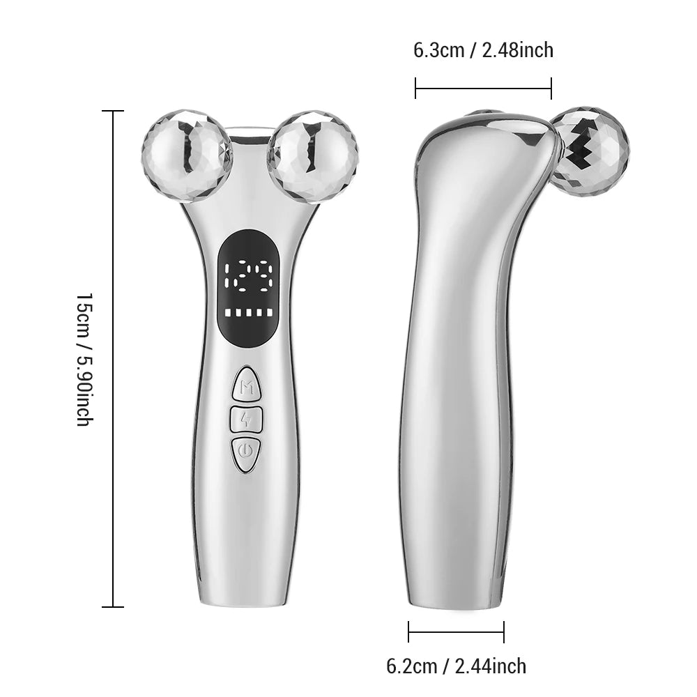 EMS Pulse Face Roller Massager Microcurrent Chin Reducer V-Line Electric Face Lift Machine Vibration Skin Tightening & Rejuvenat