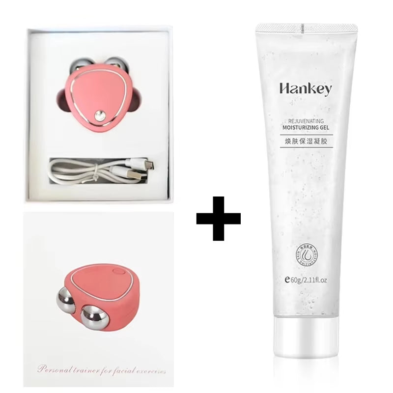 Electric Facial Lifting Roller EMS Massager with Gel Face Microcurrent Skin Tightening Rejuvenation Face Massage Beauty Care