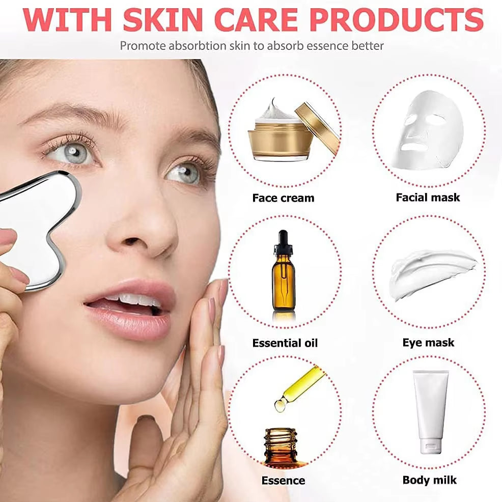 Ice Face Roller Facial Skincare Ice Roller Set, Stainless Steel Facial Roller Gua Sha Face Tool Face Massage Roller Mold Cube