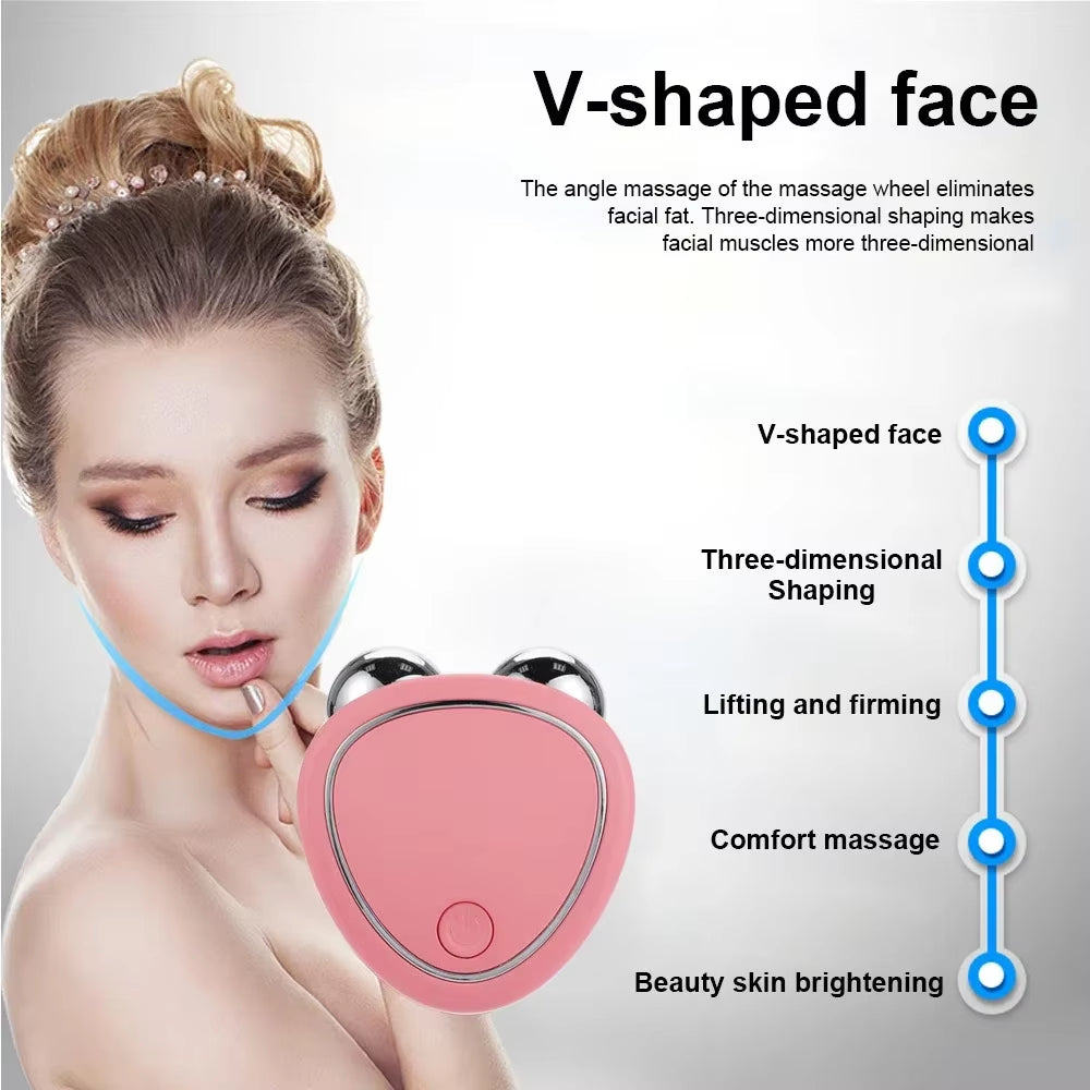 Electric Facial Lifting Roller EMS Massager with Gel Face Microcurrent Skin Tightening Rejuvenation Face Massage Beauty Care