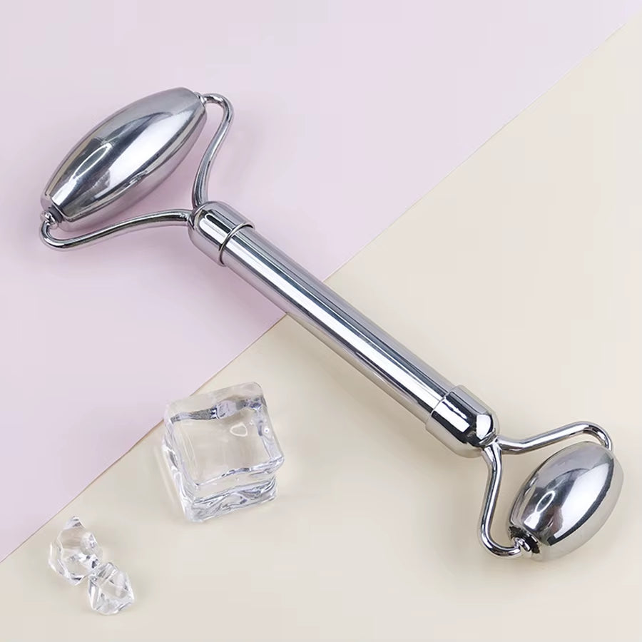 Ice Face Roller Facial Skincare Ice Roller Set, Stainless Steel Facial Roller Gua Sha Face Tool Face Massage Roller Mold Cube