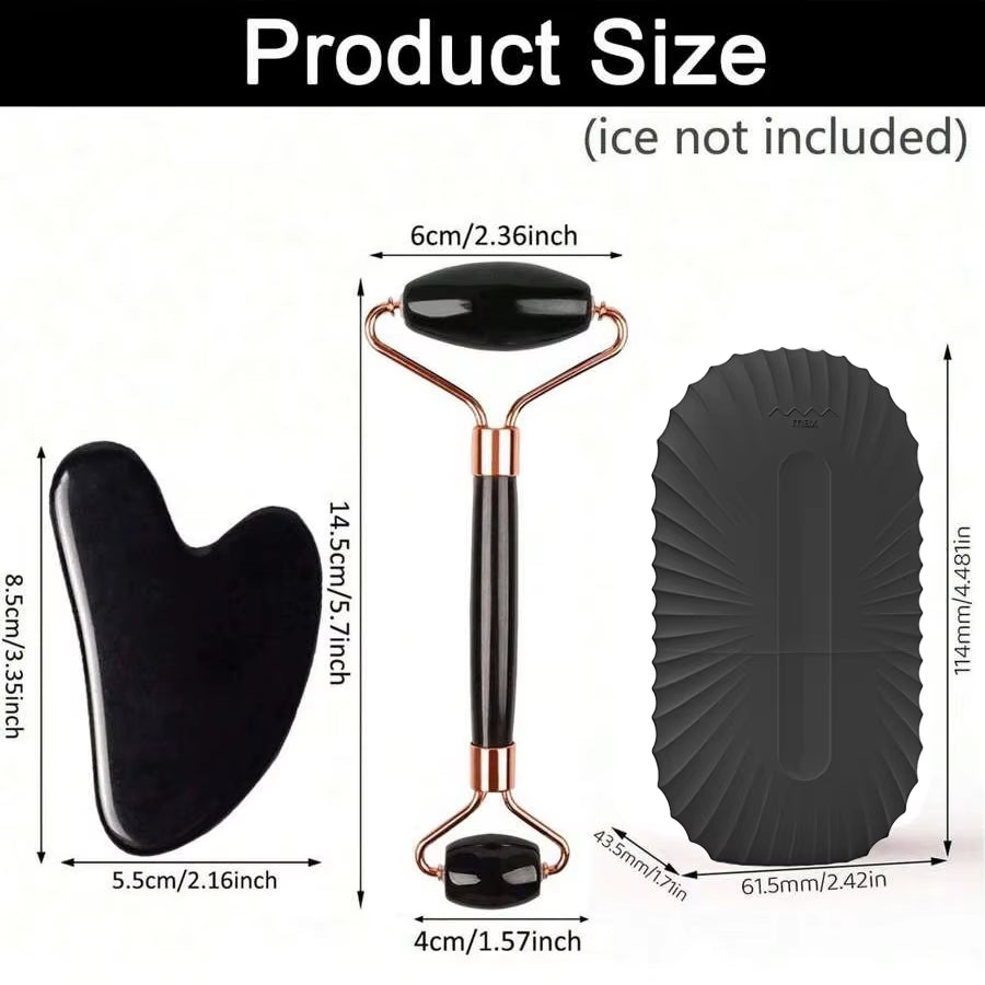 1/2/3Pcs Ice Face Roller Facial Skincare Ice Roller Set,Facial Roller Guasha Facetool Set,Face Massage Roller Lifting Contouring