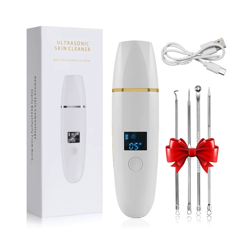 Ultrasonic Skin Scrubber Remover Blackhead Ultrasonic Peeling Facial Scrubber Shovel Face Lifting Remove Pore Acne Deep Cleaning