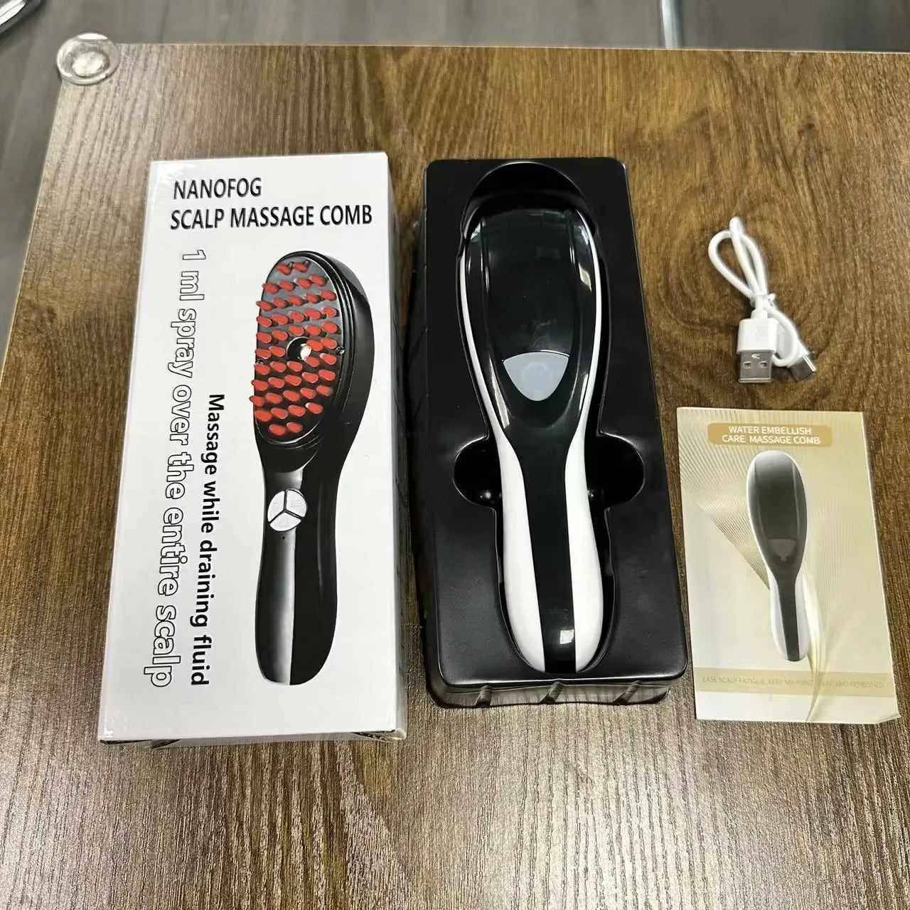 Electric Spray Massage Comb Hair Growth Vibration Head Massager Brush LED anti Hair Loss Scalp Liquid Medicine Atomizing Comb