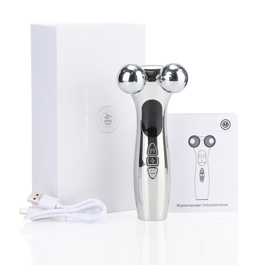 EMS Pulse Face Roller Massager Microcurrent Chin Reducer V-Line Electric Face Lift Machine Vibration Skin Tightening & Rejuvenat