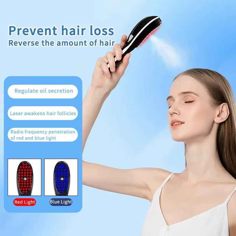 Electric Spray Massage Comb Hair Growth Vibration Head Massager Brush LED anti Hair Loss Scalp Liquid Medicine Atomizing Comb
